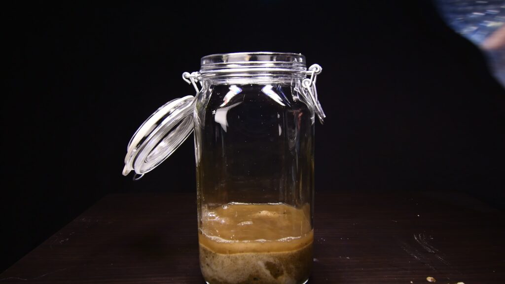 Adding river water to the glass jar ecosphere